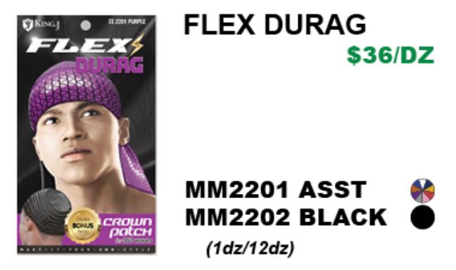 MM2201/MM2202 FLEX DURAG ASSORT/BLACK