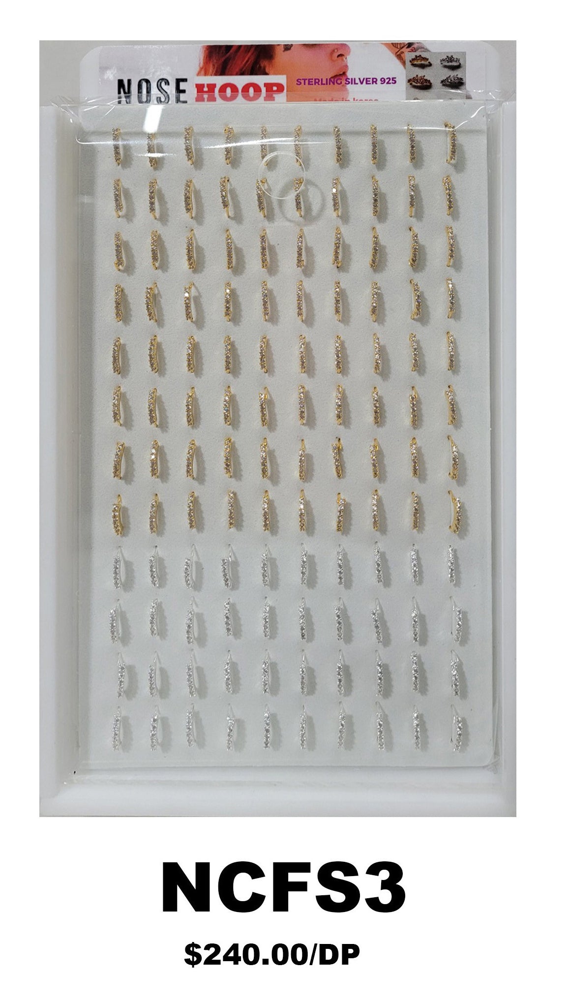 NOSE HOOP GOLD/SILVER DISPLAY SET NCFS3