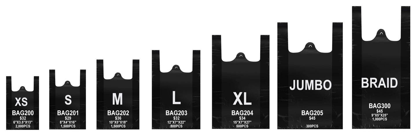 BAG202, MEDIUM(1,500PCS) BX) SHOPPING BAG (BLACK)