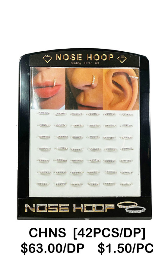 NOSE HOOP SILVER DISPLAY SET CHNS