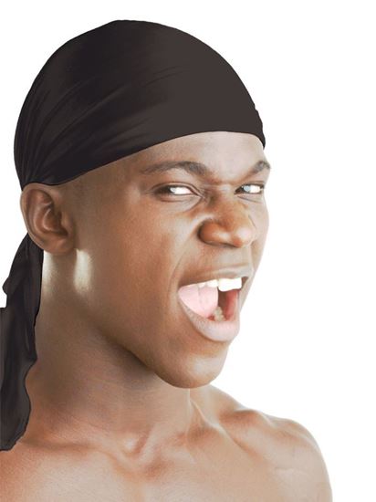 MM001 M&M ORGANIC DURAG BLACK EXTRA LONG TIE #001