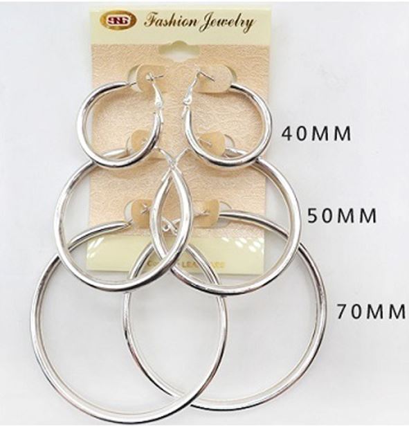 E1S MULTI HOOP SILVER - 3 PAIRS OF PIPE HOOP