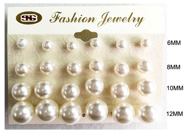 E22C SMALL PEARL STUD EARRING CREAM (12 PAIRS)