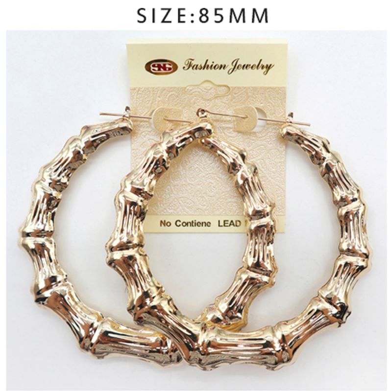 E33G LARGE GOLD BAMBOO EARRINGS