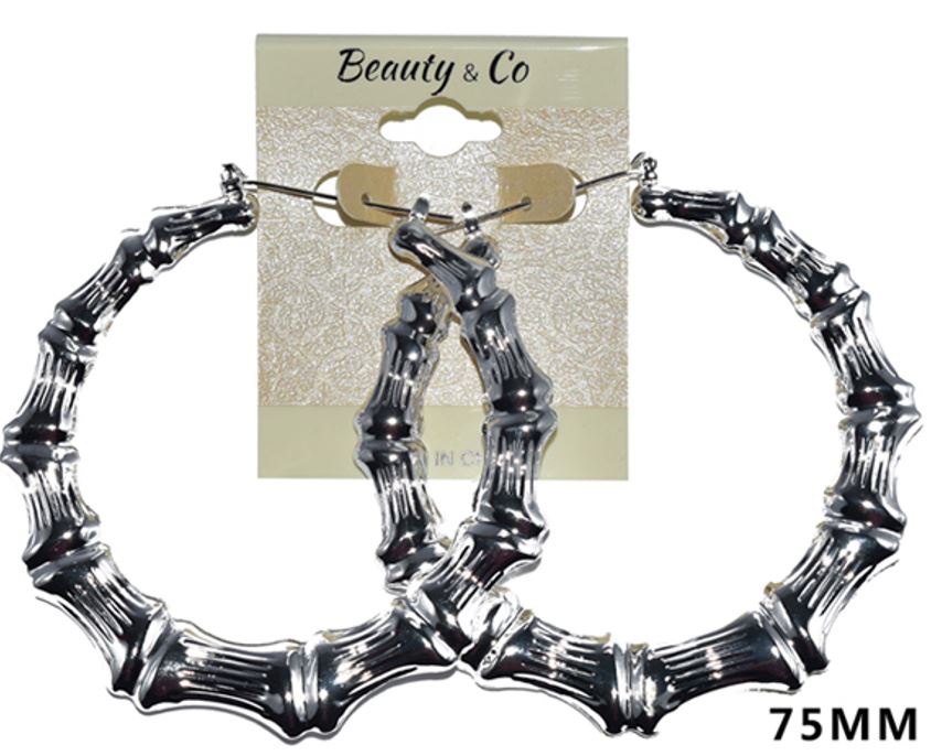 E33S LARGE SILVER BAMBOO EARRINGS