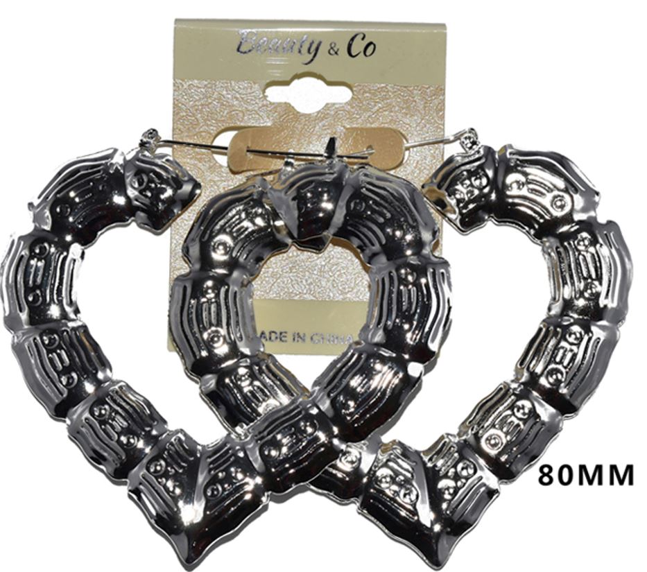 E35S GOLD HEART BAMBOO EARING