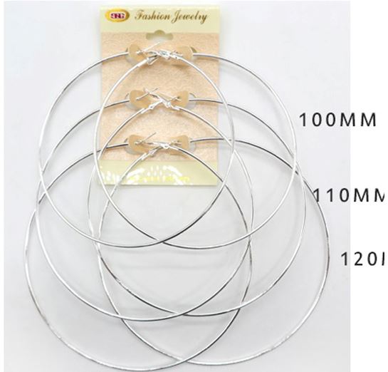 E3S MULTI HOOP 3 PAIRS SILVER EARRINGS