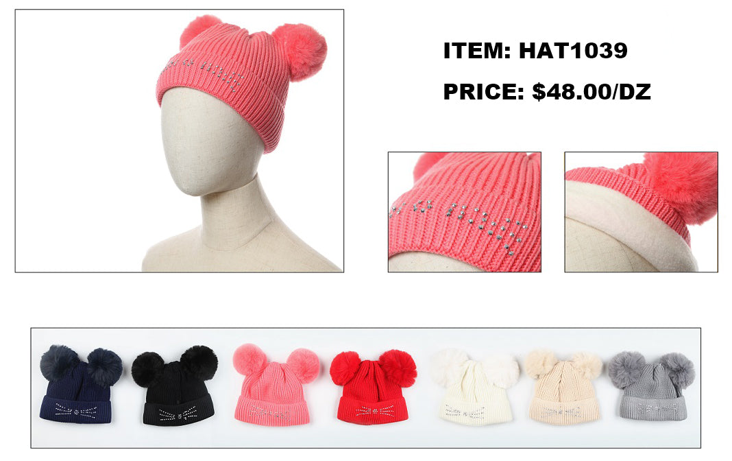 WH1039 ASSORT DZ)POM POM HAT #HT1039