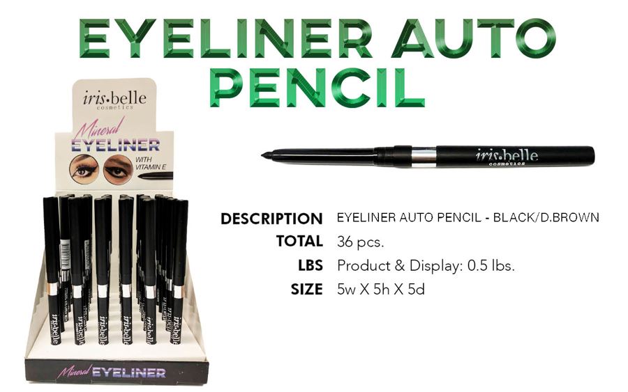 IRAP IRIS MINERAL AUTO PENCIL 36 PC BROWN/BLACK