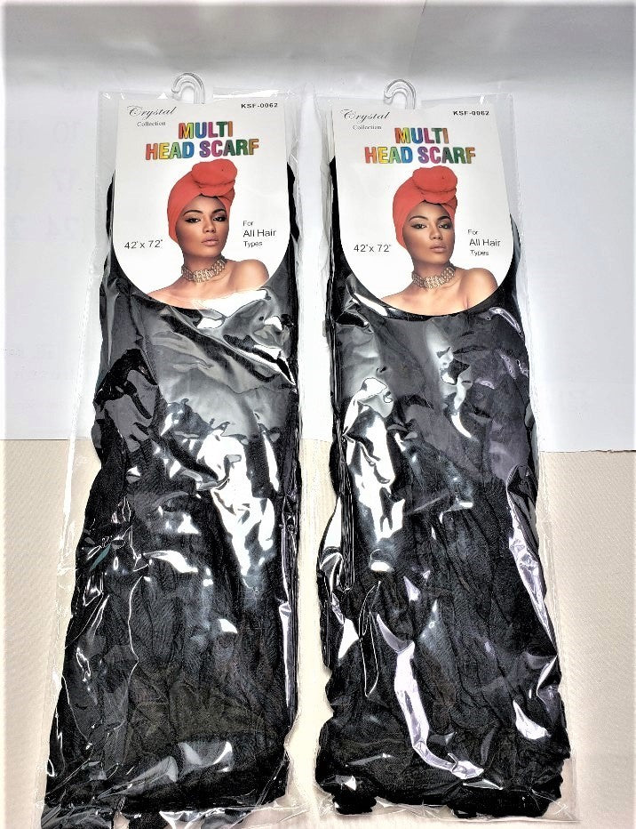 TB24264B, HEAD WRAP SCARF_TURBAN STRECH (BLACK)