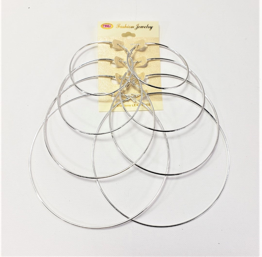 E4S MULTI HOOP 4 PAIRS SILVER EARRINGS
