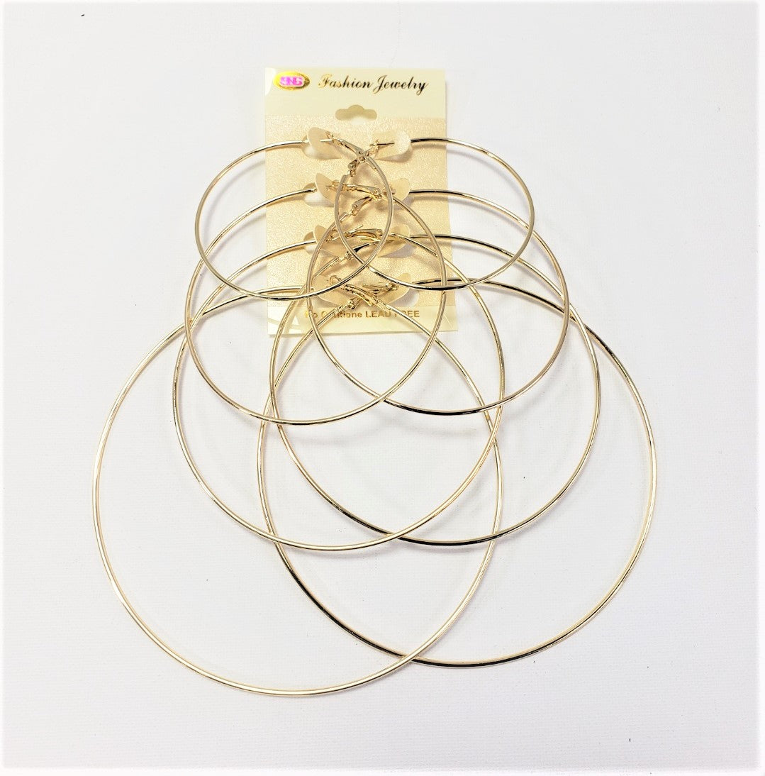 E4G MULTI HOOP 4 PAIRS GOLD EARRINGS