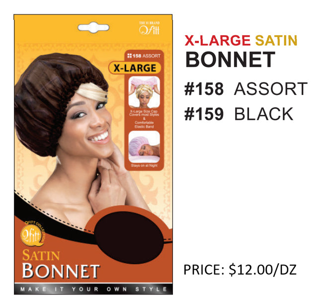 MM158/159 M&M SATIN BONNET JUMBO - ASST/BLACK
