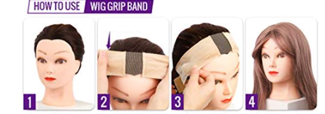 WB100~102 SILCONE WIG BAND BLACK/BROWN/BLONDE