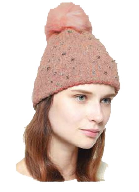 WH2099 ASSORT SEQUIN GLITTER BEANIE ONE POM