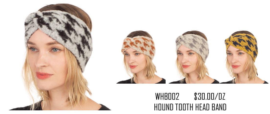 WHB002 ASSORT HOUND TOOTH HEAD BAND