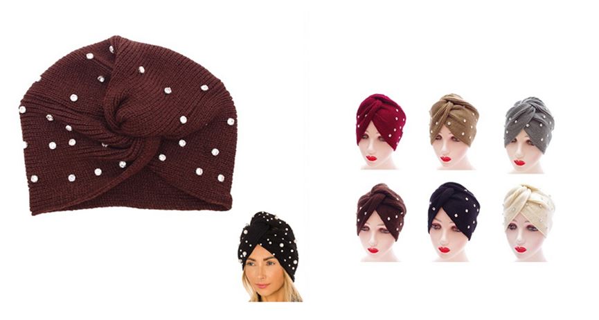 WTB1233 WINTER TURBAN WITH STONE