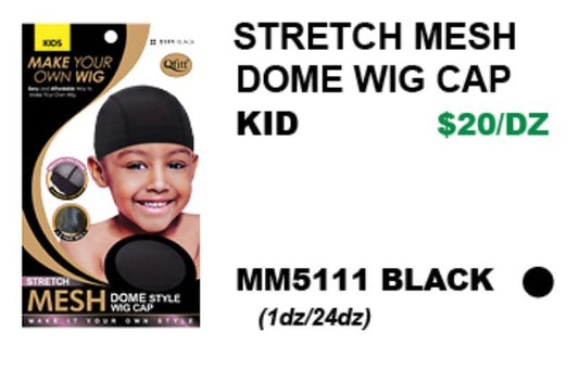 MM5111 MESH WIG CAP (DOME STYLE) : BLACK