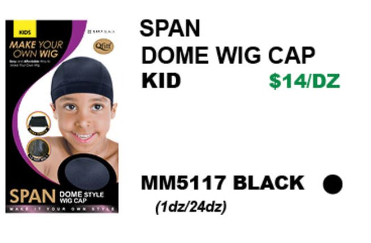 MM5117 SPANDEX DOME CAP KID : BLACK