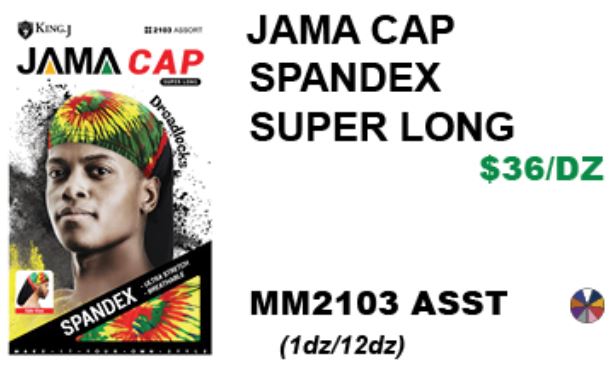 MM2103 JAMA CAP SPANDEX SUPER LONG DREADLOCKS - ASSORT COLOR