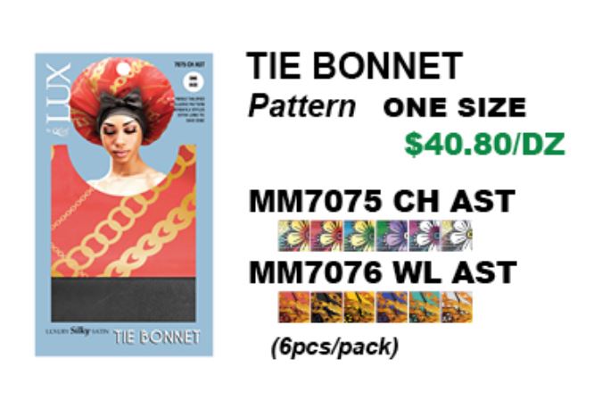 PATTERN TIE BONNET SILKY SATIN