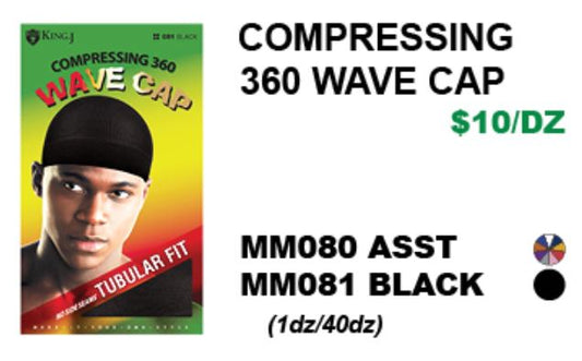 MM080/MM081 M&M DREADLOCKS WAVE CAP  - ASST/BLACK