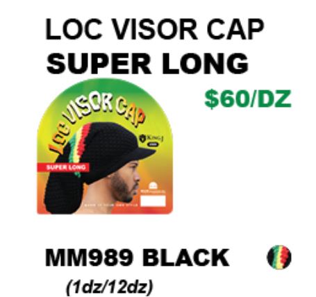 MM989 M&M LOC VISOR SUPER LONG CAP/TUBE - BLACK