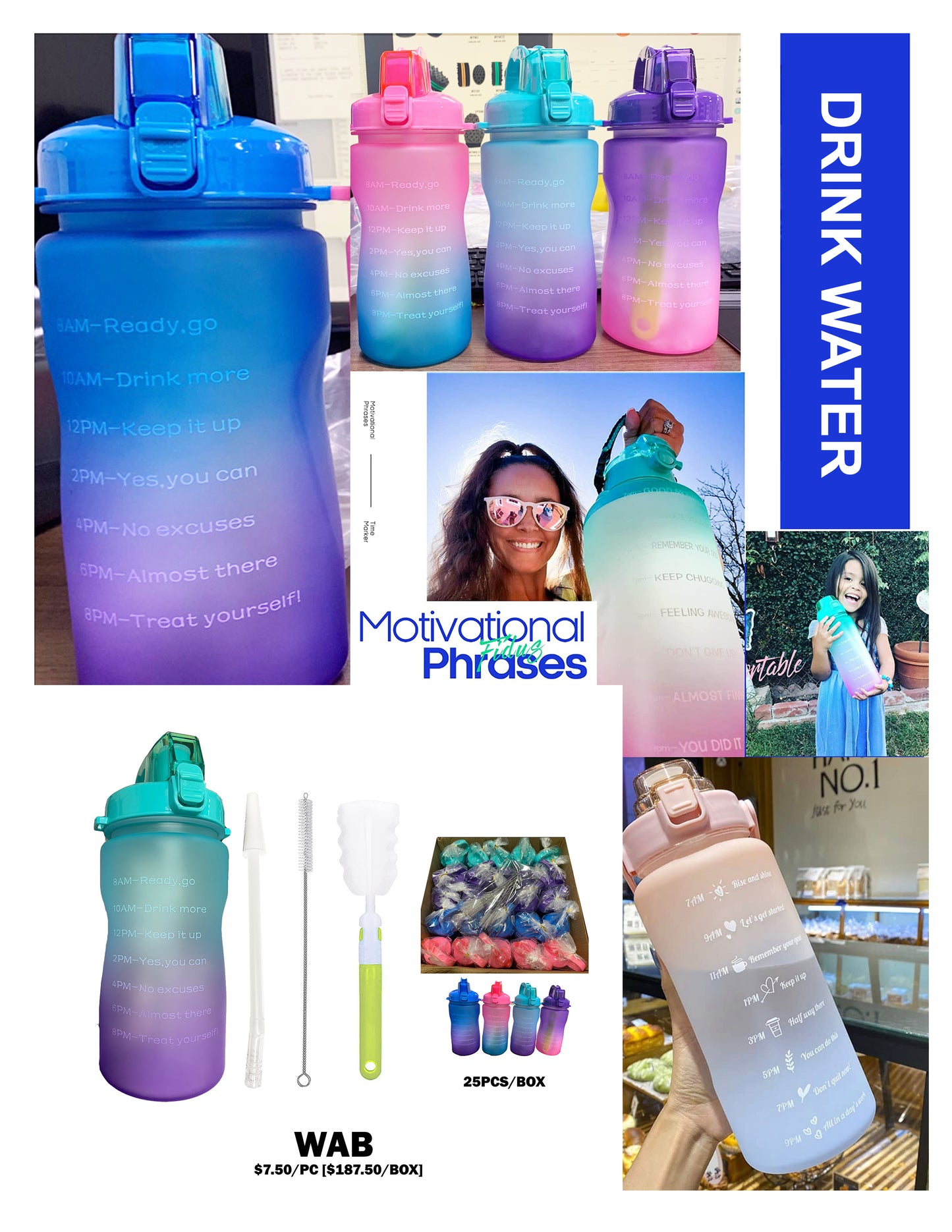 MOTIVATIONAL WATER BOTTLE (1PC)