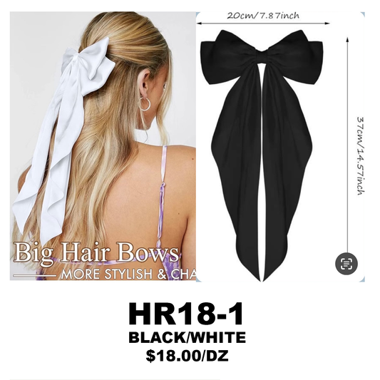 HAIR RIBBON BLACK/WHITE  #HR18-1