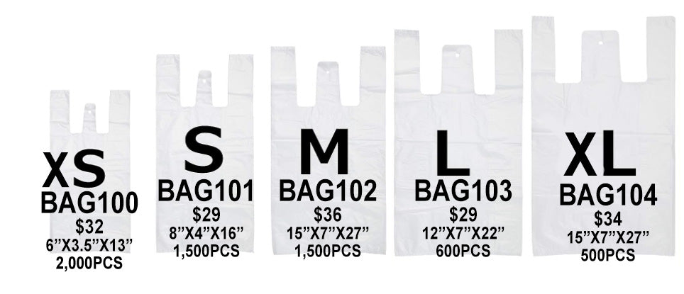 BAG100,  X-SMALL(2,000) BX) SHOPPING BAG (WHITE)