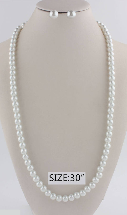 30" PEARL NECKLACE NK2047WH