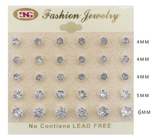 E20S SMALL SILVER STUD EARRINGS (15 PAIRS)