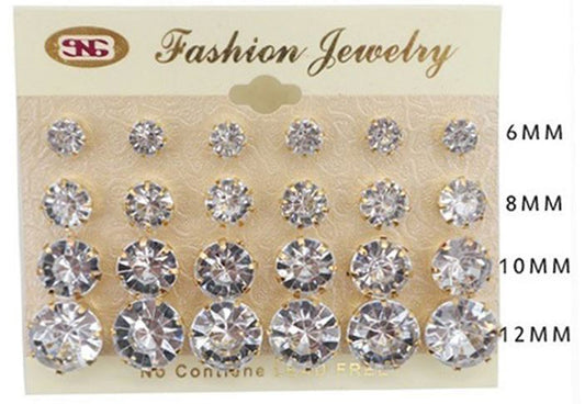 E21G LARGE STUD SILVER EARRINGS (12 PAIRS)