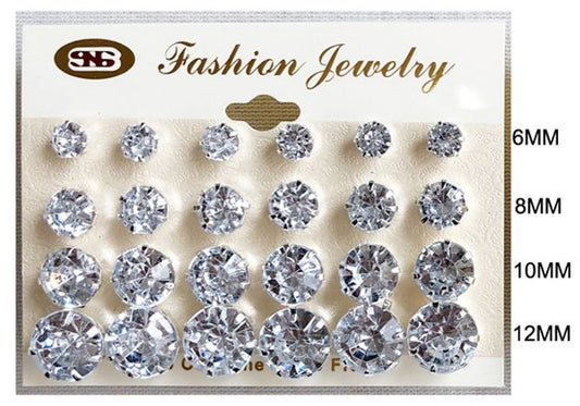 E21S LARGE STUD SILVER EARRINGS (12 PAIRS)