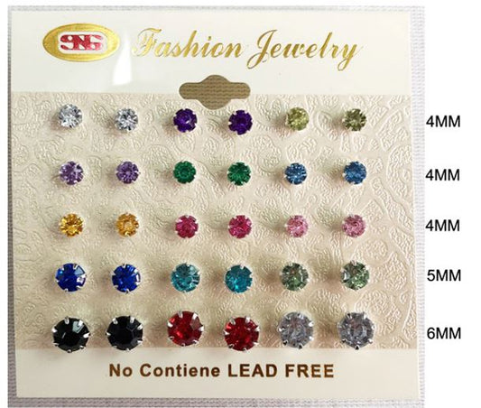 E24M COLORFUL STUD EARRINGS (15 PAIRS)