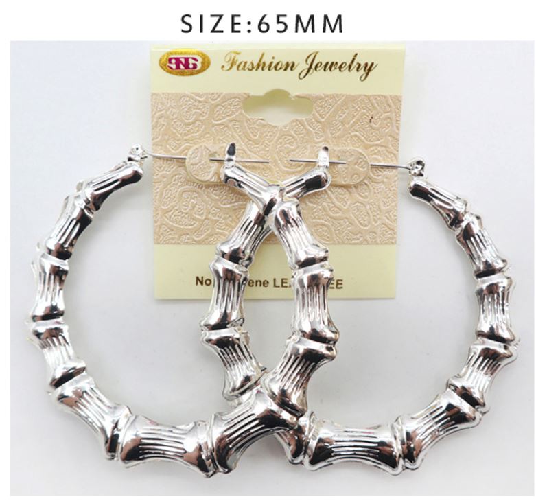 E32S MEDIUM SILVER BAMBOO EARRINGS