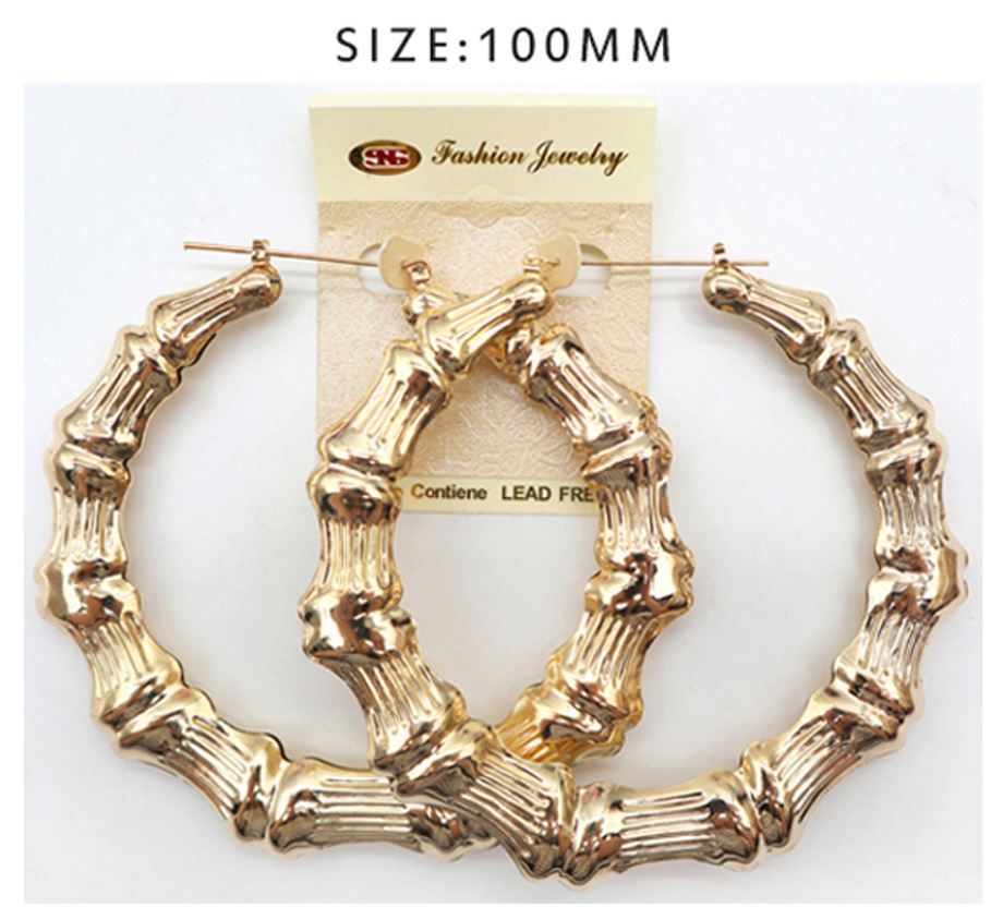 E34G EXTRA LARGE GOLD BAMBOO EARRING