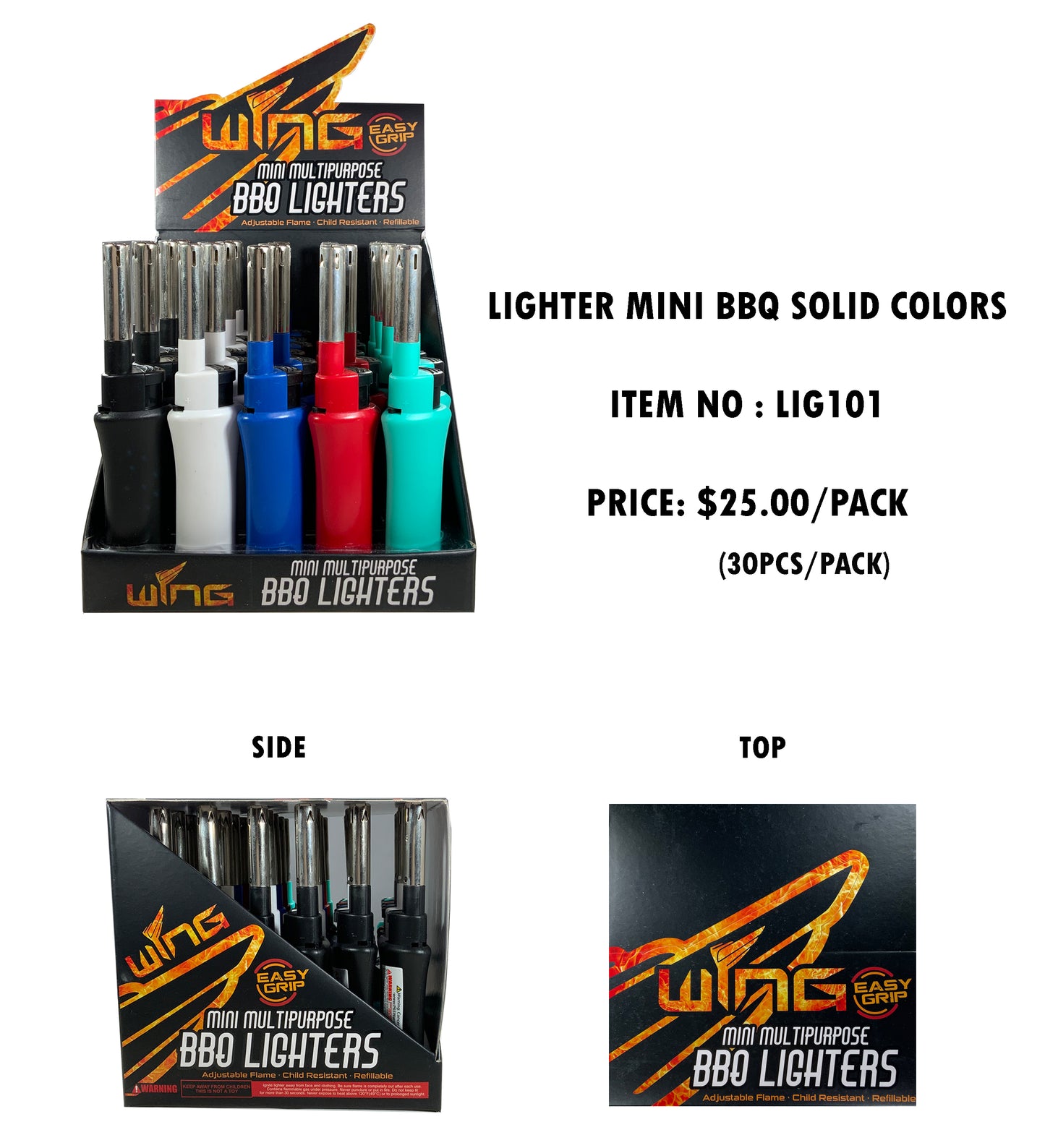 LIG101 LIGHTER MINI BBQ SOLID COLOR