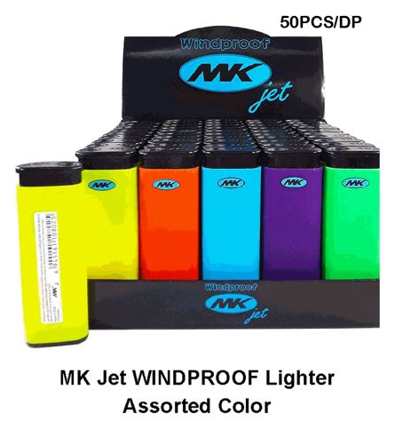 LIG201/LIG202 MK JET WINDPROOF LIGHTER BLACK/COLOR 50PCS/DP