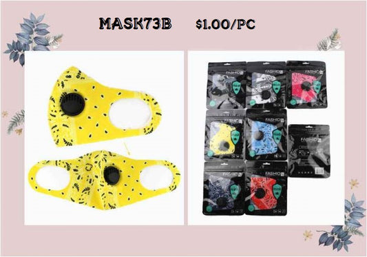MASK73B, PC) REUSABLE MASK WITH VENT (BANDANA ST./ASSORTED COLORS)