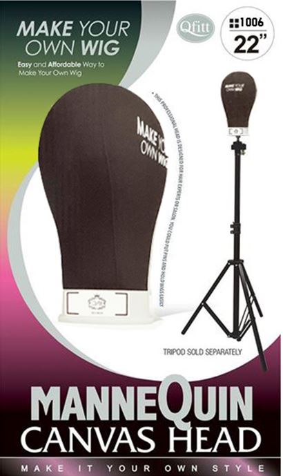 MM1006/1007 BLACK M&M MANNEQUIN CANVAS HEAD 22"/23"
