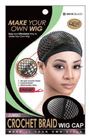 MM5029 X-LARGE JUMBO BRAID CROCHET PREMIUM BRAIDING WIG CAP - BLACK