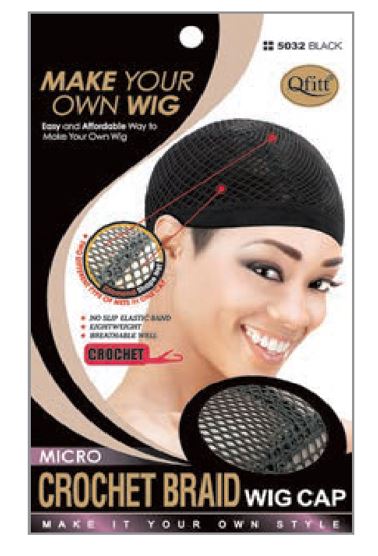 MM5032 CROCHET MICRO BRAID WIGCAP: BLACK