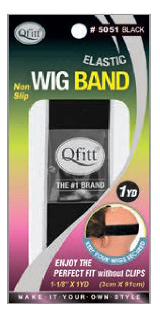 MM5051/5053 ELASTIC WIG BAND 1-1/8" WIDTH 1 YARD LONG - BLACK/BEIGE