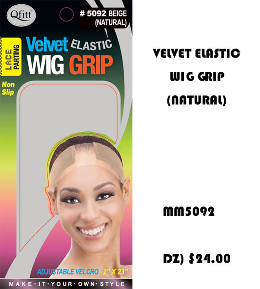 MM5092 	NATURAL DZ) VELVET ELASTIC WIG GRIP - NATURAL #5092