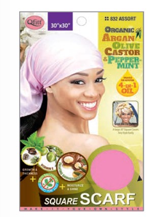 MM832/833 M&M ORGANIC SQUARE SCARF WRAP CAP LARGE - ASST/BLACK