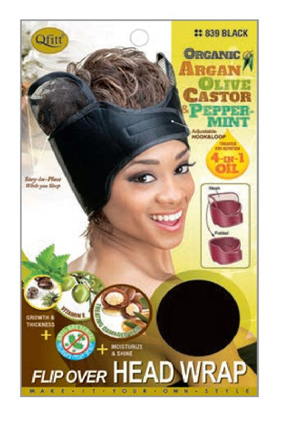MM839  M&M ORGANIC FLIP OVER HEADWRAP - BLACK