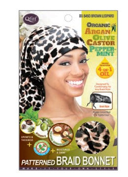 MM8493  M&M OS PATTERNED BRAID BONNET-ASSORT