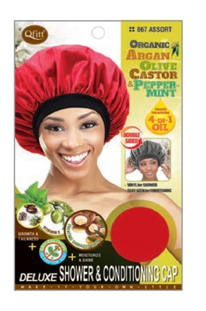 MM867/868 M&M SHOWER & CONDI CAP (XL) ASSORT/BLACK