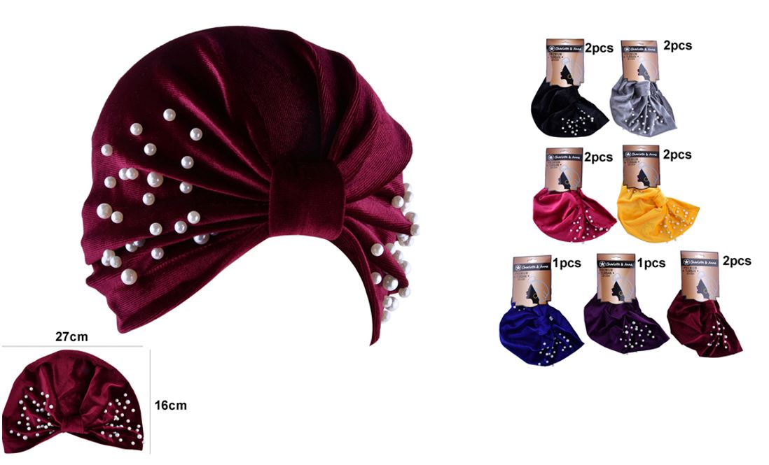 TB36005A TURBAN WITH PEARL DECOR